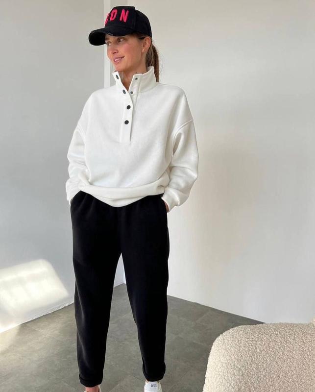 Spring And Autumn Women's Fashion Button Stand Collar Top Loose Pants Two Piece Set 7