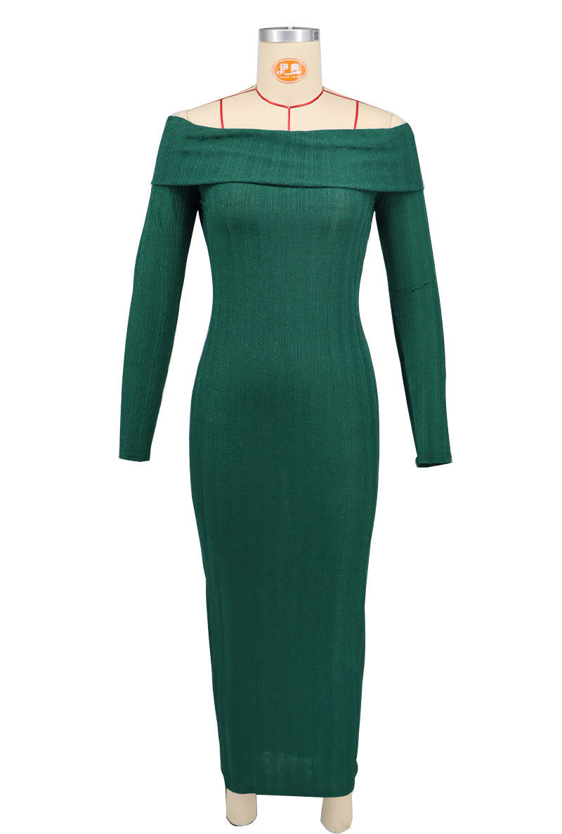 Women Solid Off Shoulder Maxi Dress 11