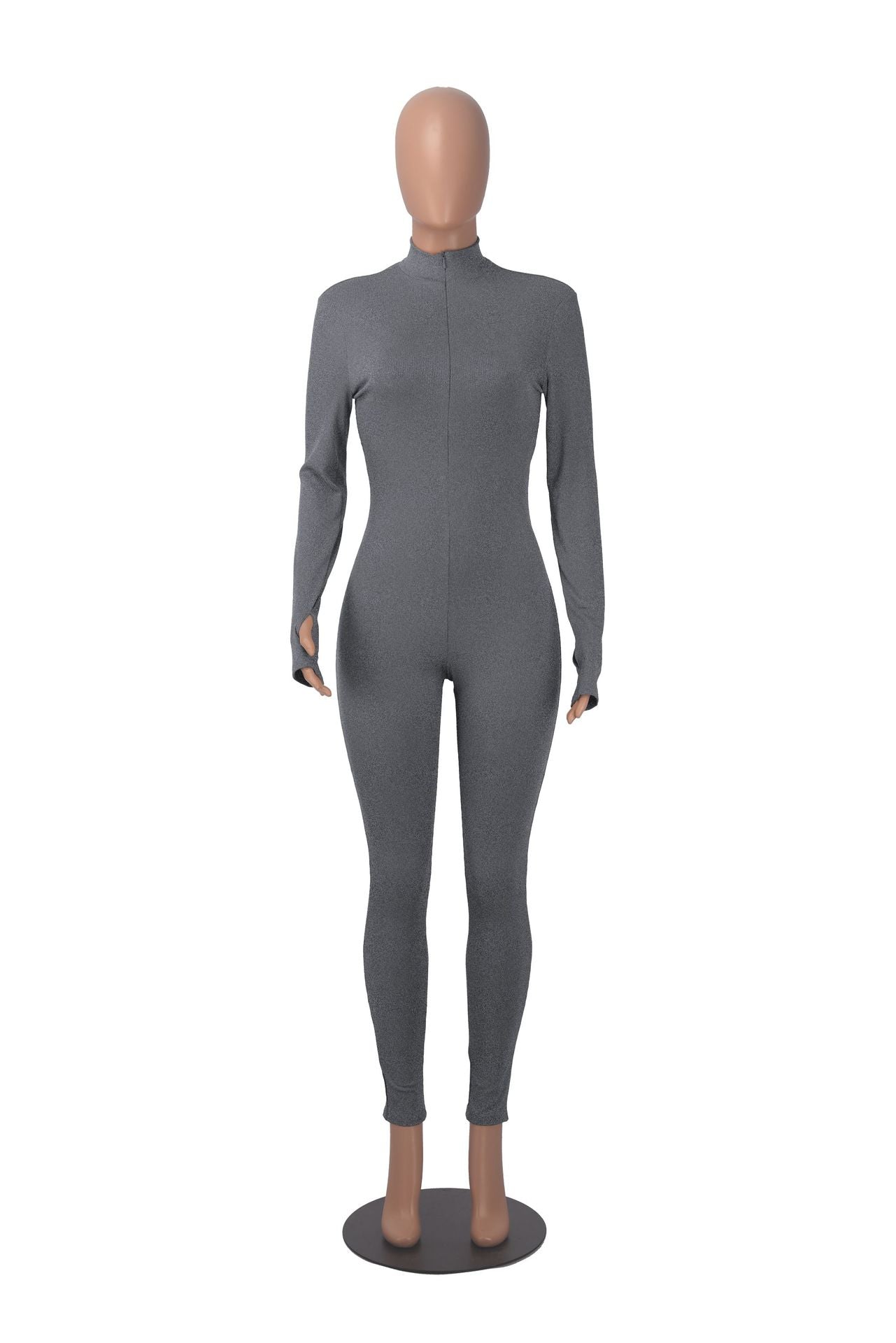 Women Fall Ribbed Zip Sport Jumpsuit 30