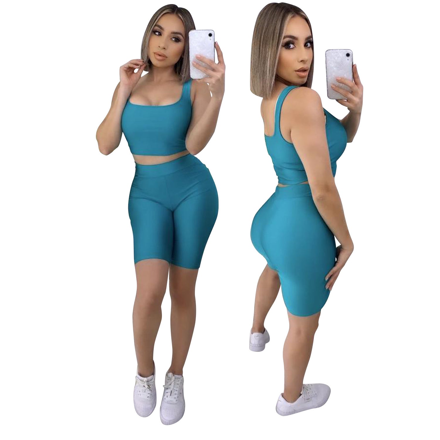 Women Sporty Top and Shorts Two-Piece Set 5