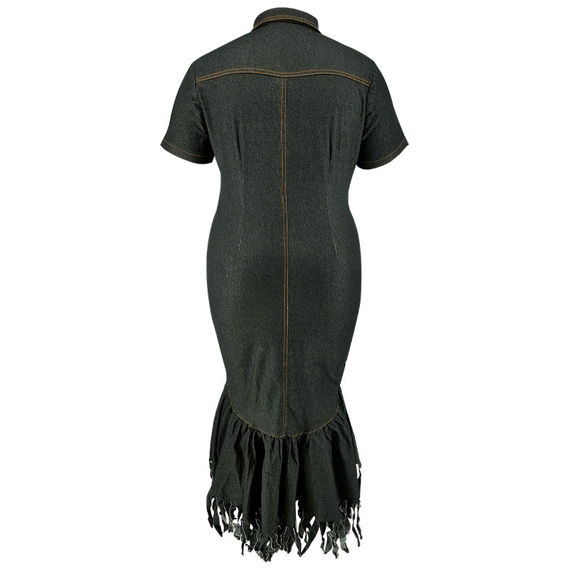 Elegant Plus Size Women's Denim Dress 11