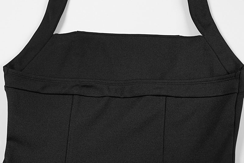 Summer Women's Fashion Chic Elegant Halter Neck Slim Waist A-line Dress 12