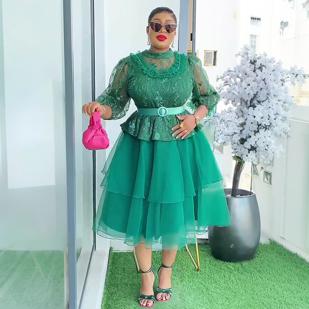 Plus Size Women's African Fashion Mesh Dress