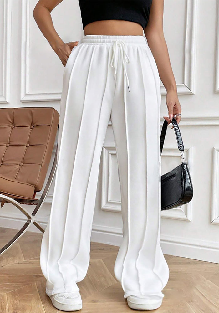 Women Casual Drawstring Vertical Striped Sweatpants