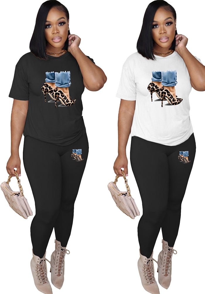 Women Solid Printed Top and Pant Casual Two-piece Set