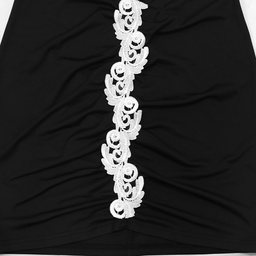 Women Solid See-Through Halter Neck Bodycon Dress 9