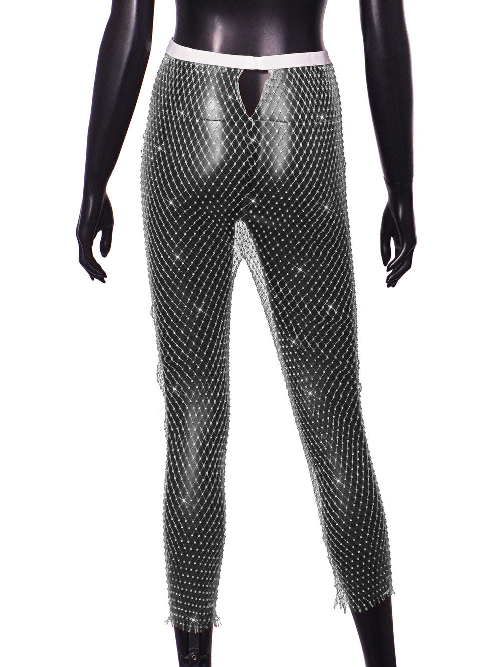 Women Sexy Rhinestone Fishnet Pants 54