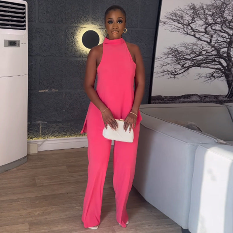 Women's Winter And Spring Sleeveless Tank Top Wide-Leg Trousers Casual Two Piece Set 6