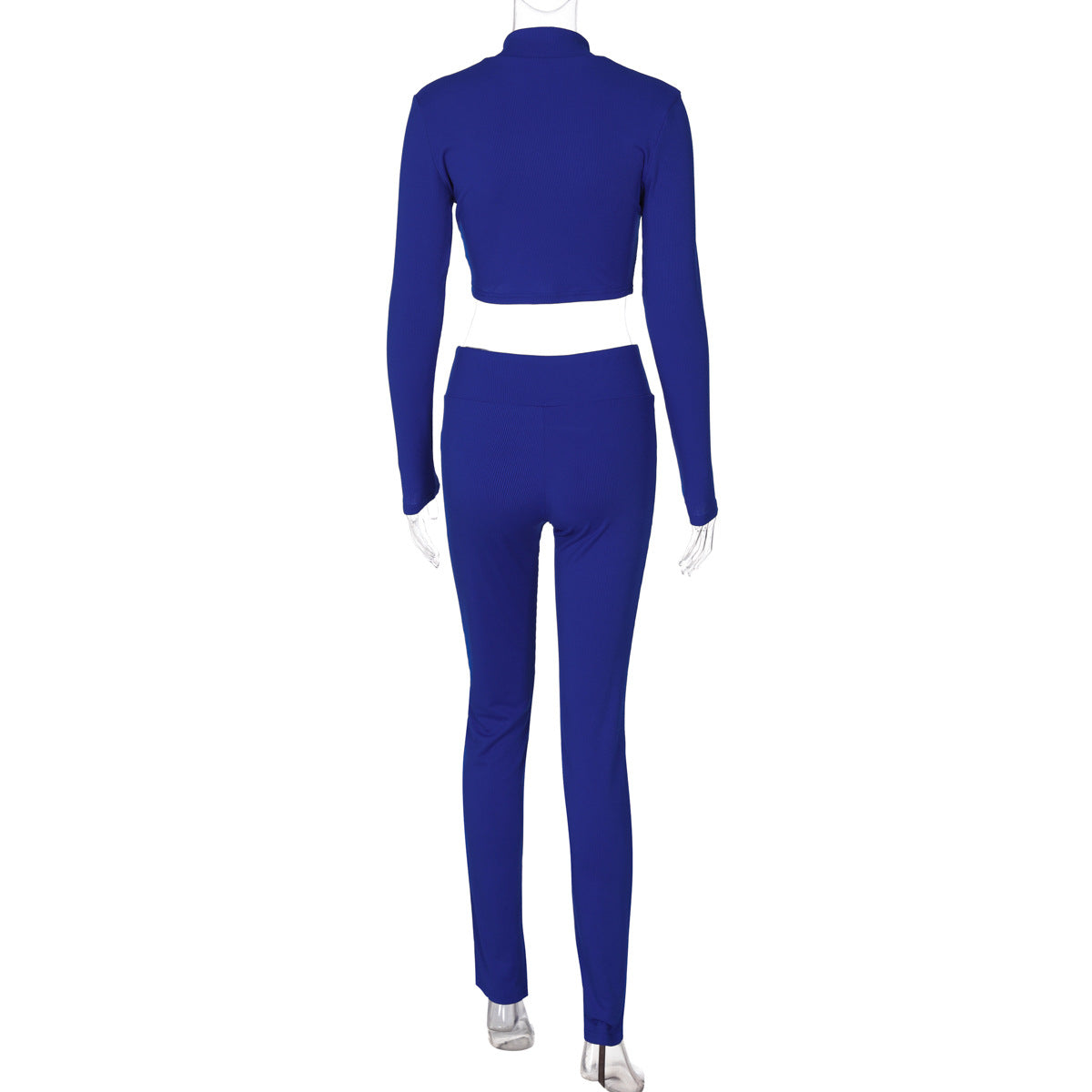Women winter solid long-sleeved zipper top Pant two-piece set 14