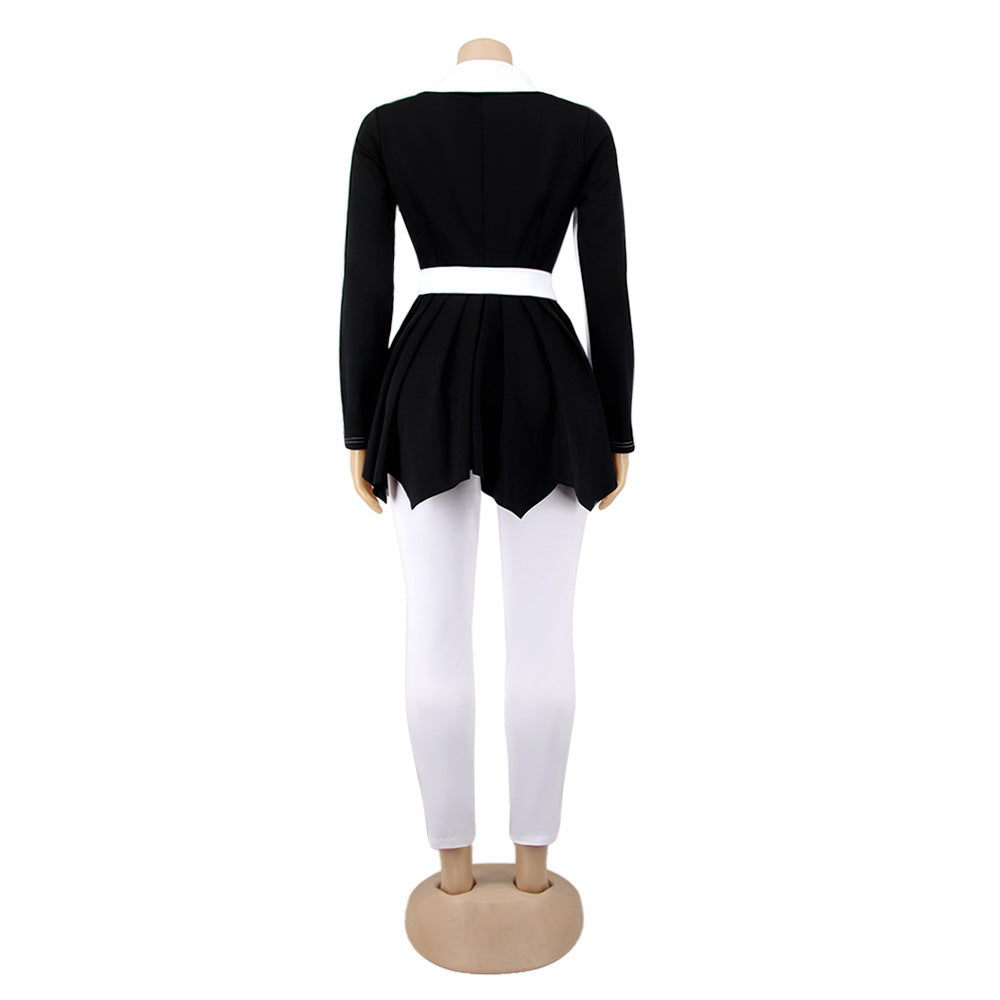 Women Color Block Long Sleeve Jacket and Pant Casual Two Piece Set 28