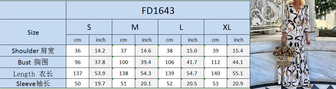 Women Printed Long Sleeve Beach Holidays Maxi Dress 10