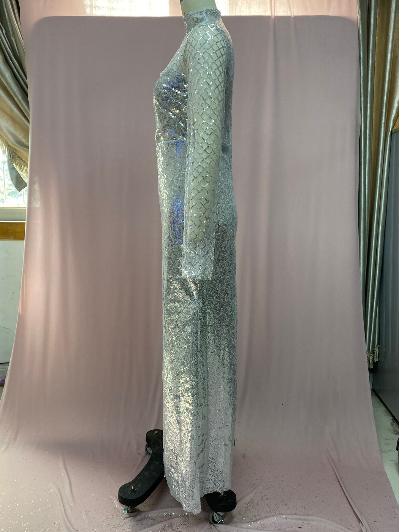 Cutout Off Shoulder Dress Round Neck Slim Chic Sequin Dress Women 6