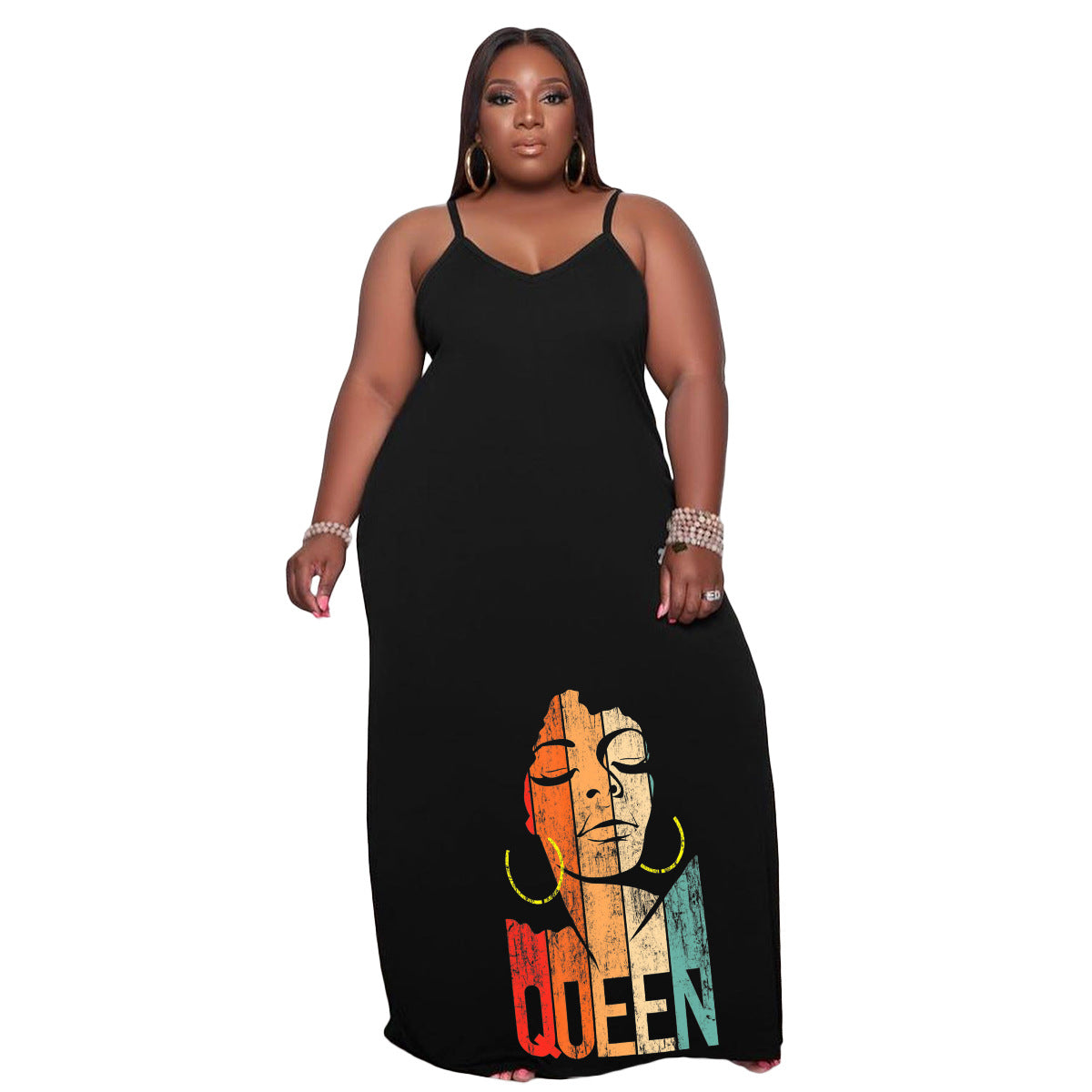 Plus Size Women Printed Slip Dress 10