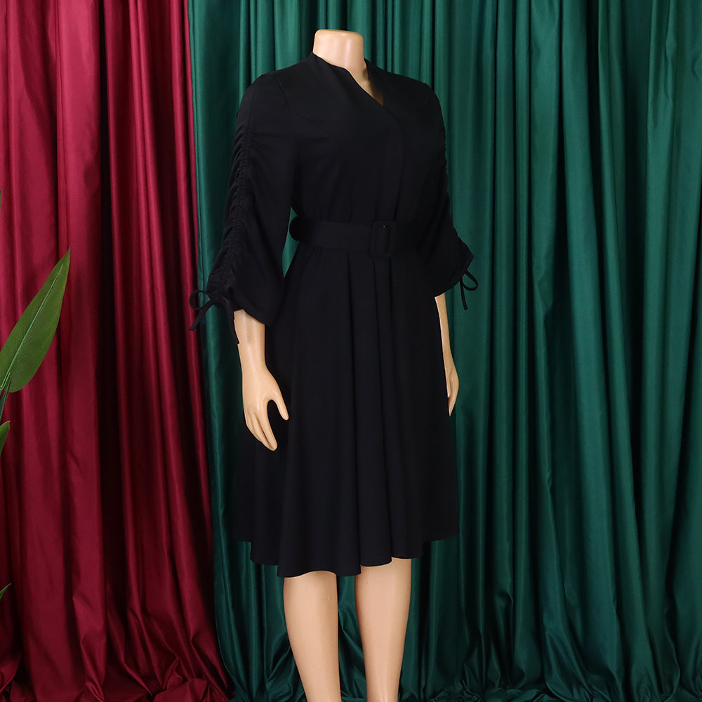 Women's Autumn And Winter Fashion Chic Plus Size Pleated A-Line African Dress 40