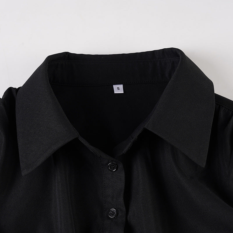 Women Pleated Casual Solid V-Neck Shirt 11