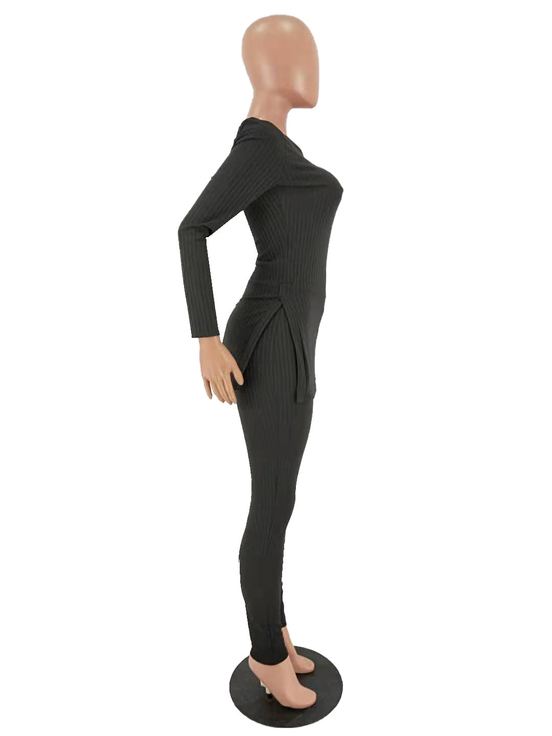 Women slit Ribbed sexy Top and Pant two-piece set 14