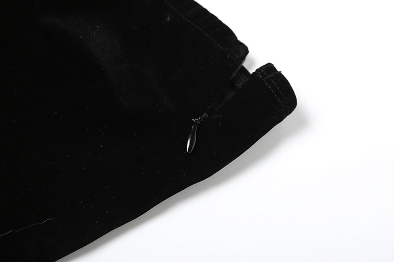 Winter Women's Strapless Velvet  Patchwork Puffy Short Dress 12