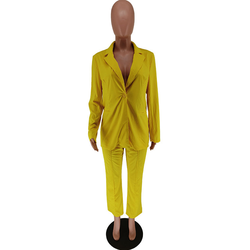 Fall Fashion Solid Color Women's Blazer Two Piece 12