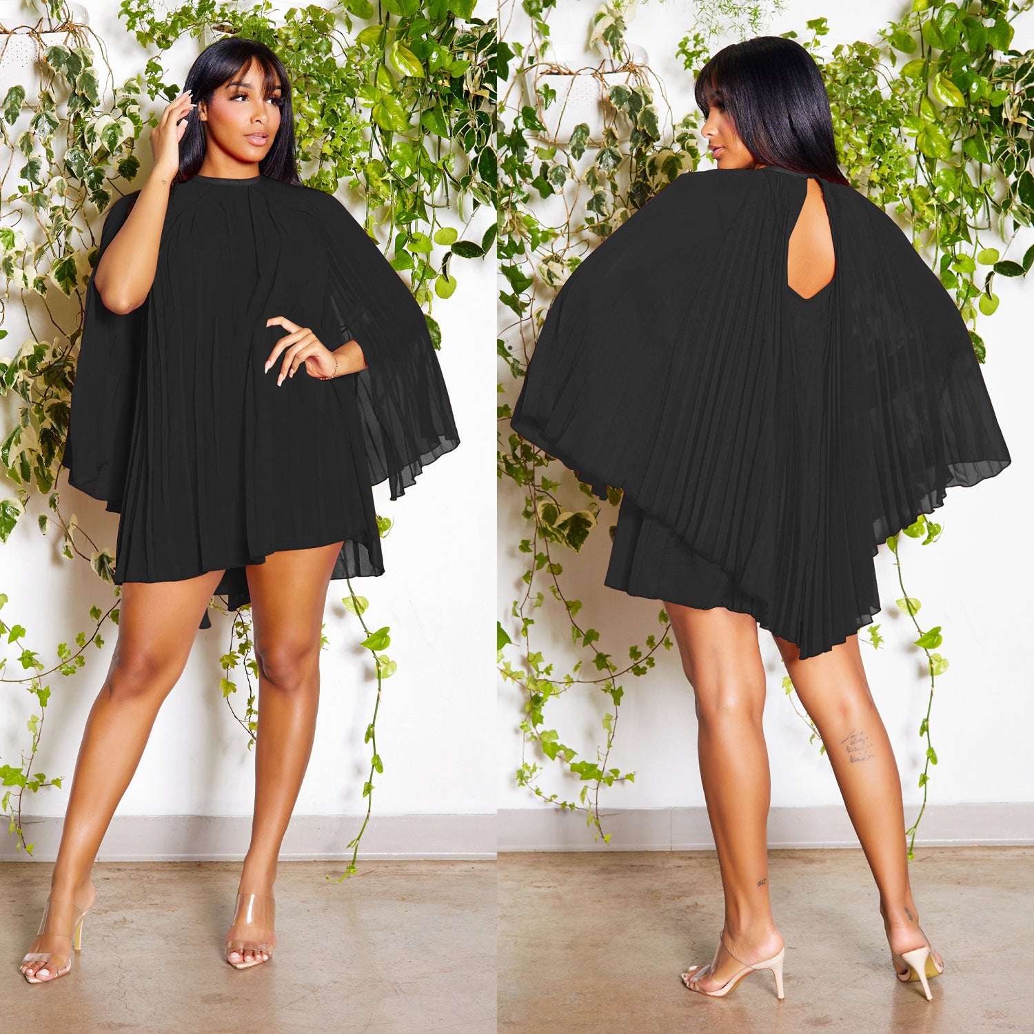 Sexy chiffon elegant pleated hollow out dress 7