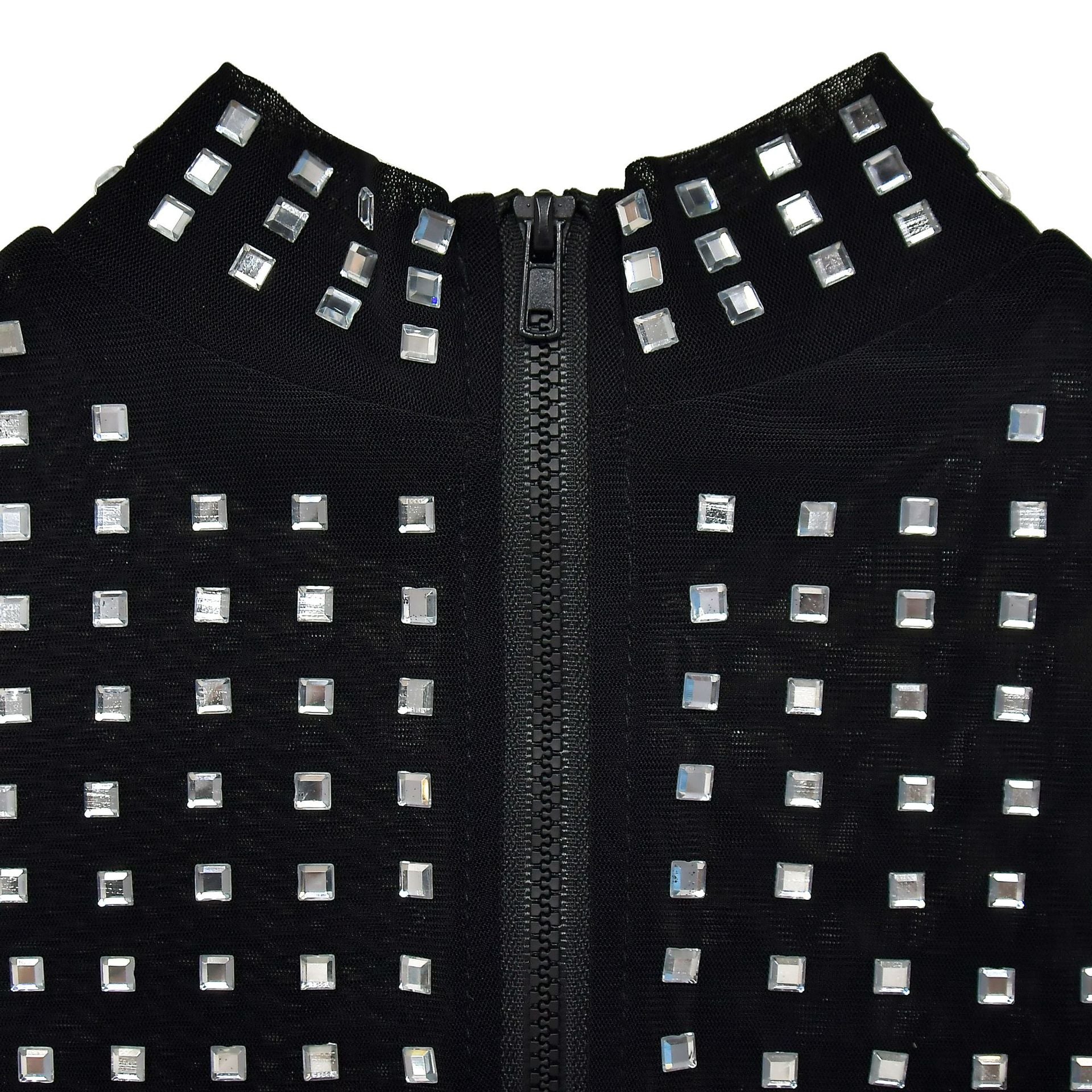 Women Solid Beaded Mesh Top and Pants Two-piece Set 20