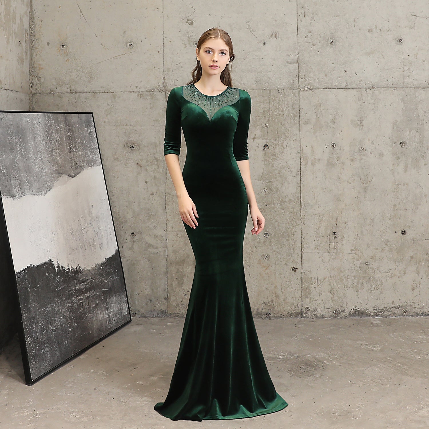 Women velvet elegant Formal Party evening dress 9