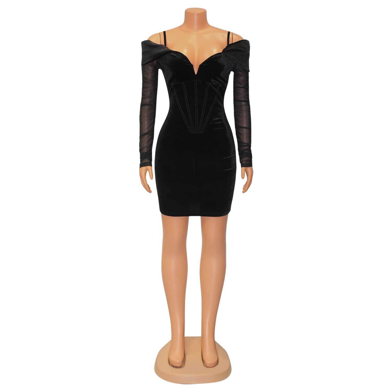 fashion sexy Tight Fitting Mesh long-sleeved dress for women 17