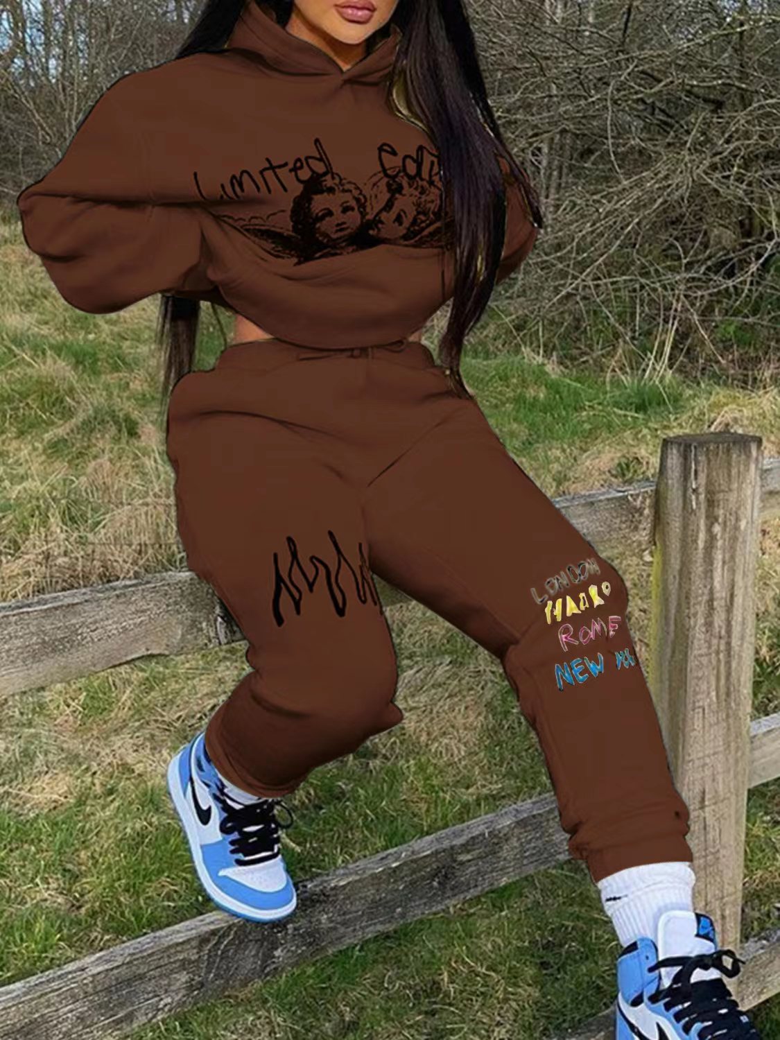 Women's Loose Fit Women's Fashion Casual Two Piece Tracksuit Plus Size 8