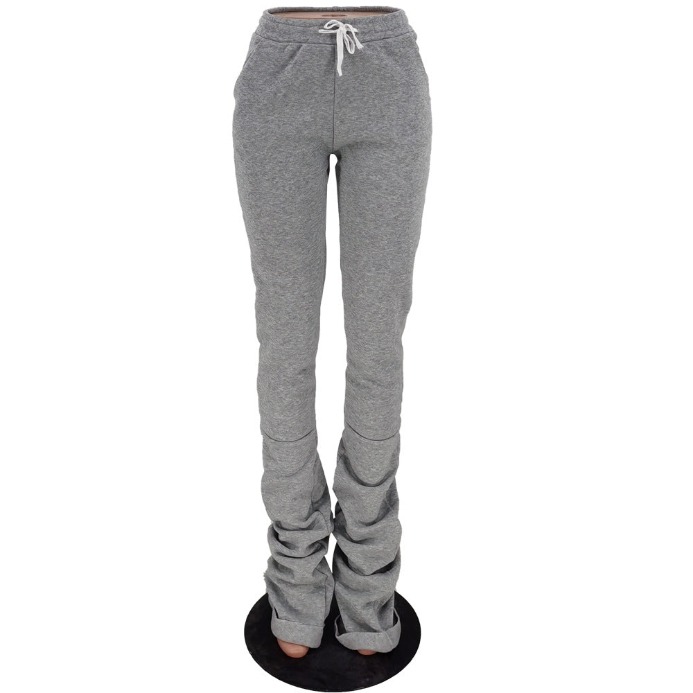 Autumn Winter Plush Patchwork Stacked Pants 14