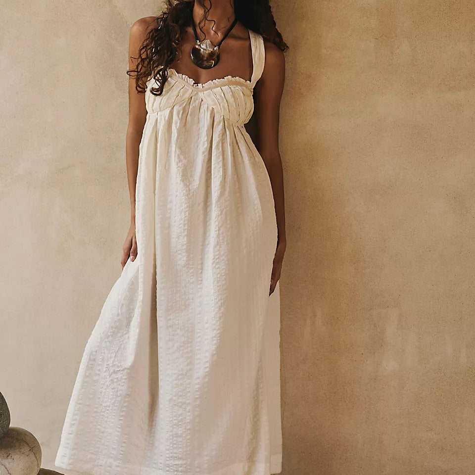 Summer Sweet Halter Low Back Beach Holidays Long Dress 4