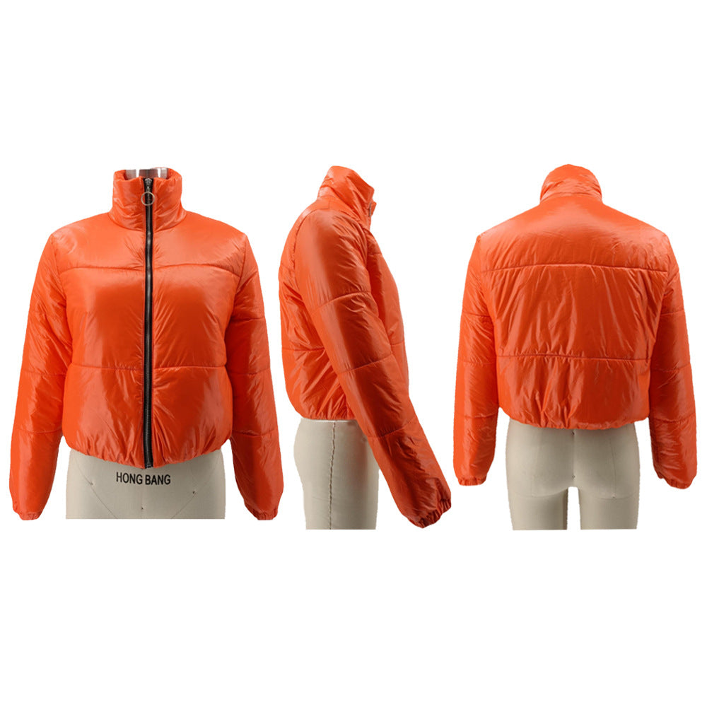 Women Solid Zipper Warm Padding Jacket 12