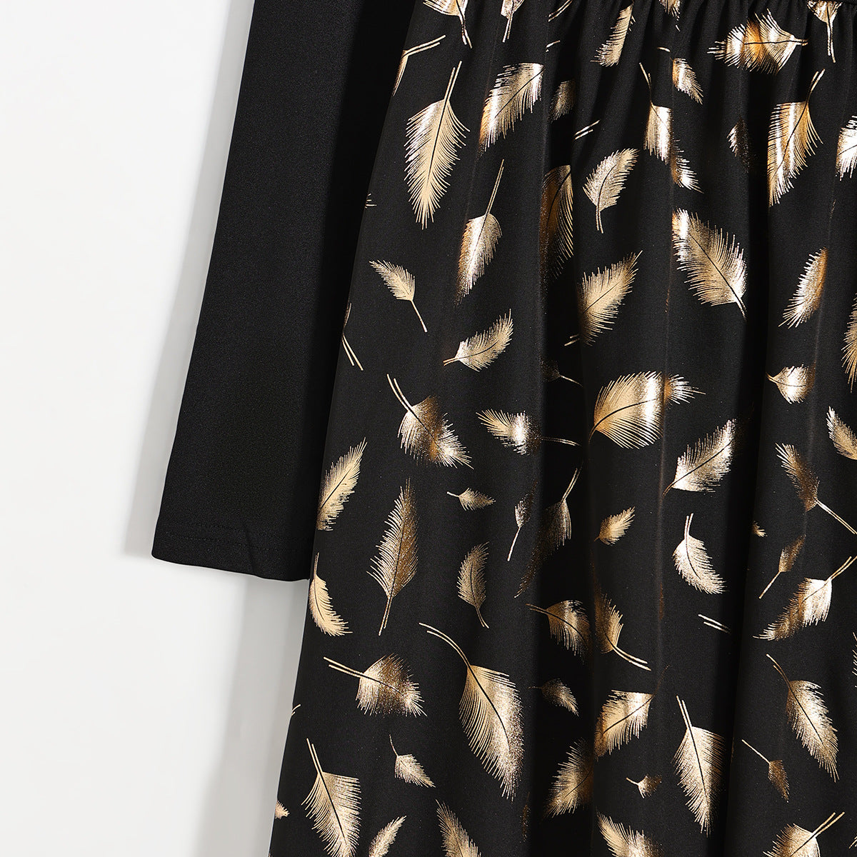 Women Sexy Off Shoulder Long Sleeve Shiny Feather Slit Dress 6