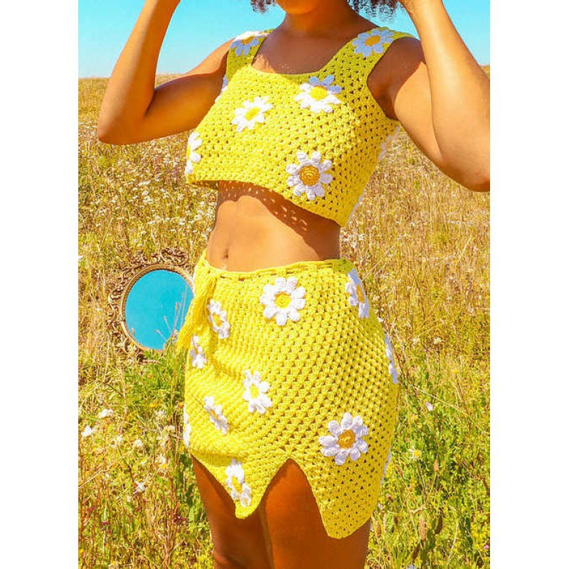 Summer Casual Crochet Knitting Skirt Set 16