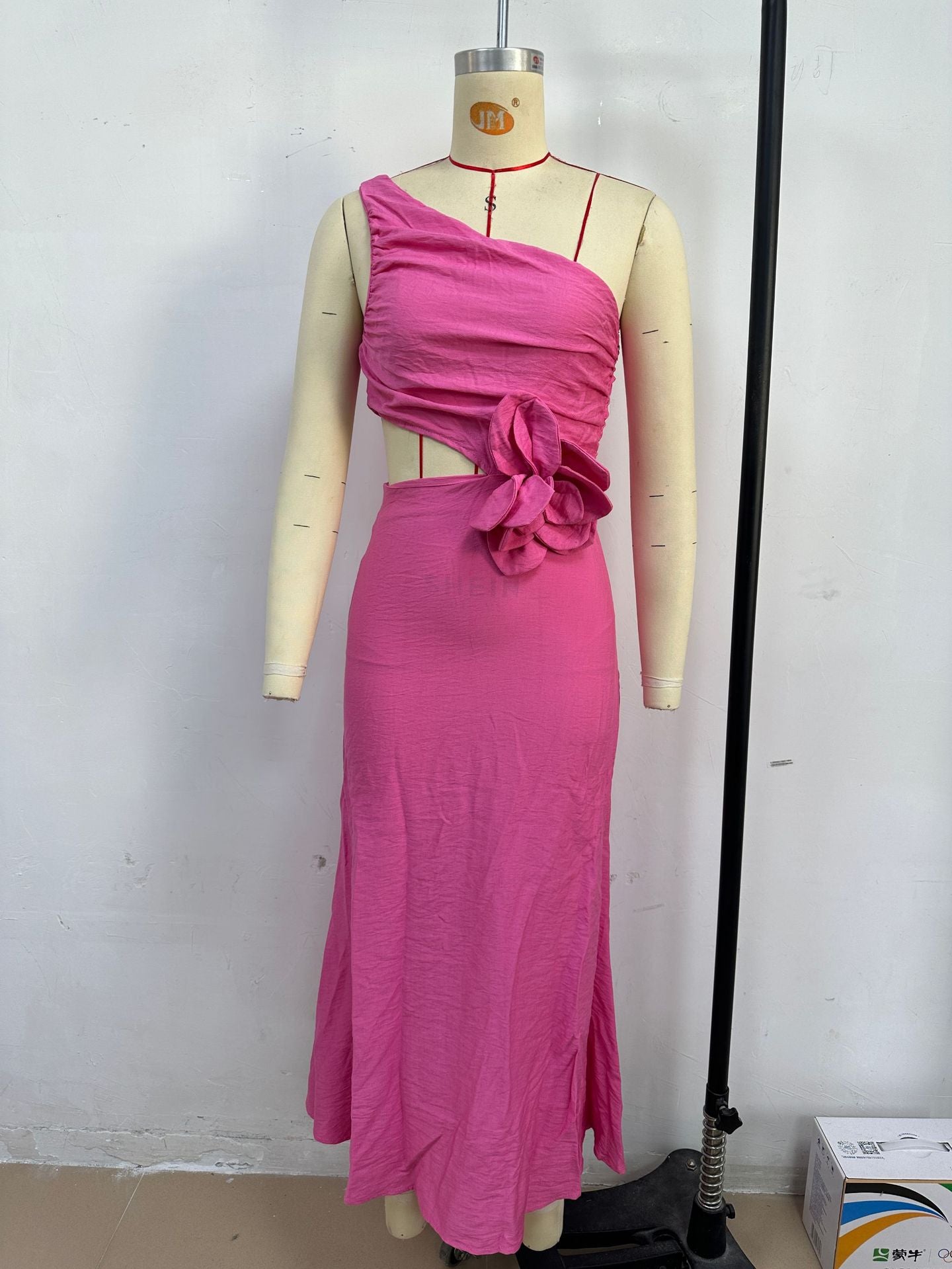 Summer Fashion Women's Sexy Slash shoulder Solid Color Slim Dress 5