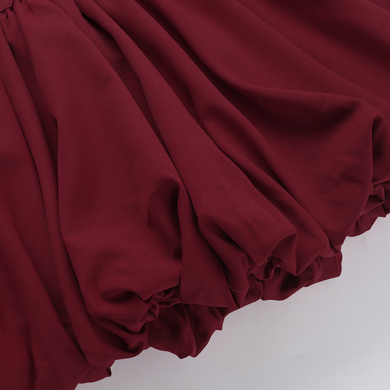 Women Elegant flower bud backless long sleeve dress 14