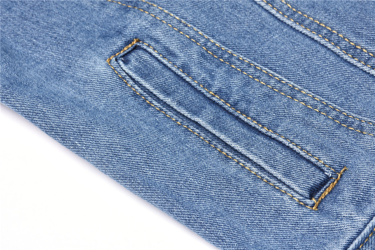 Women Ripped Long Sleeve Denim Jacket 11