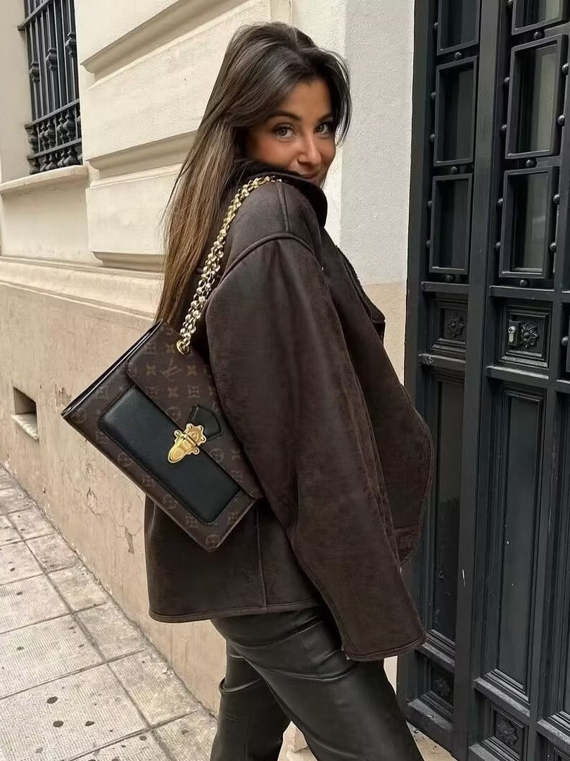 Winter Turndown Collar Loose Fur Jacket 5