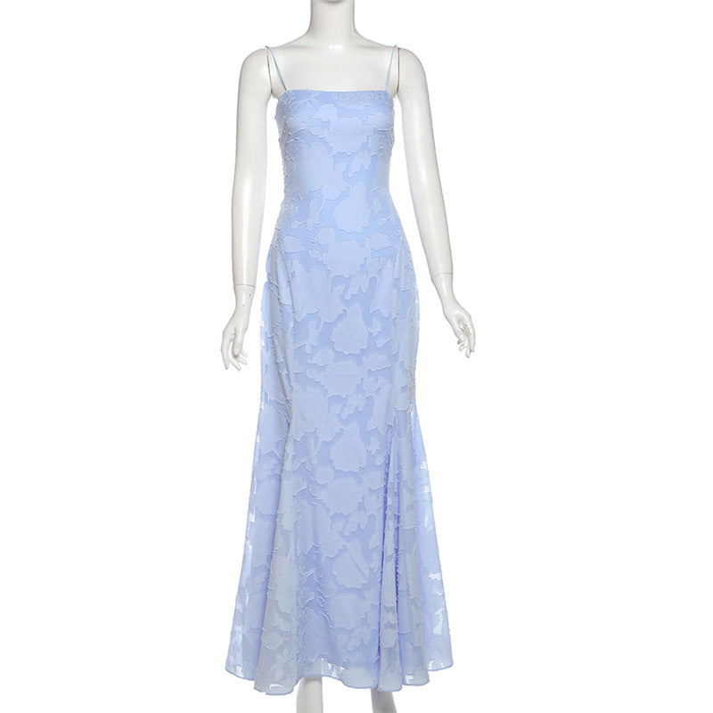 Spring Women’s Sexy Low Back Lace Up Slim Strap Evening Dress 7