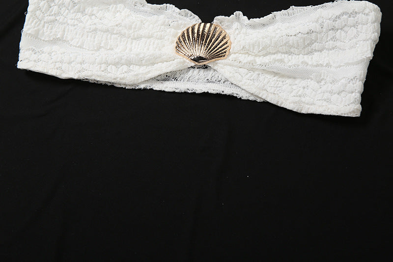 Summer Women's Sexy Strapless Top with Fitted Bodycon Skirt Two-Piece Set 16