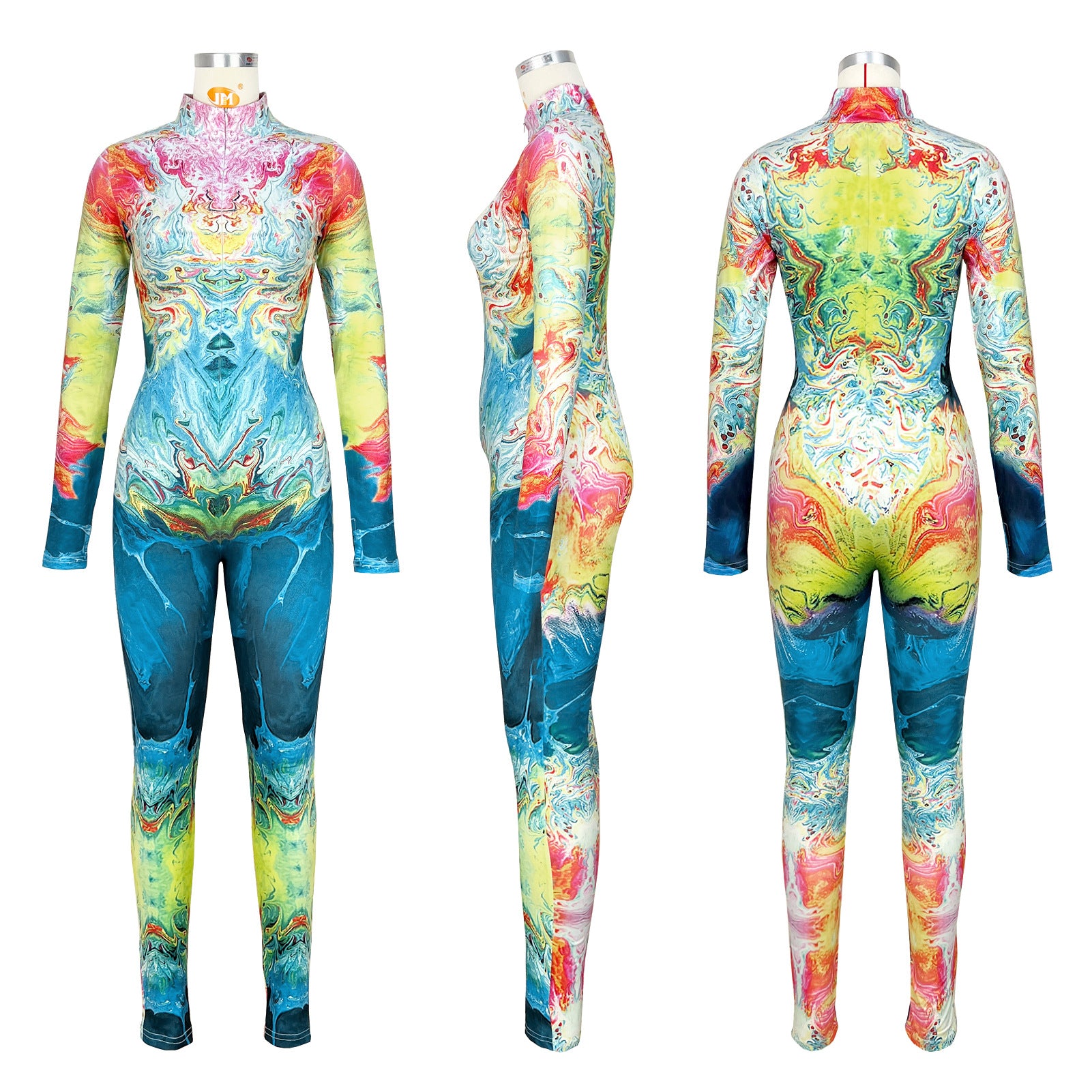 Women's Fashion Printed Zipper Slim Jumpsuit 16