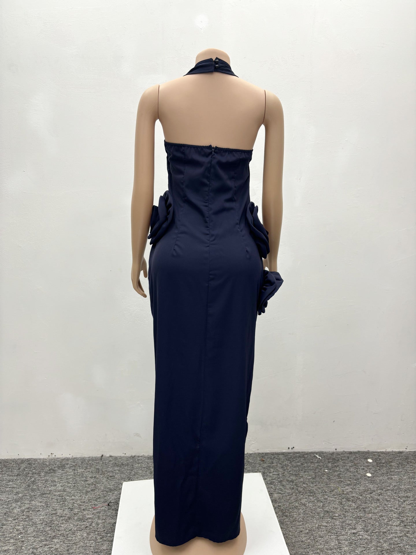 Elegant Women Flower Halter Slit Long Dress 9