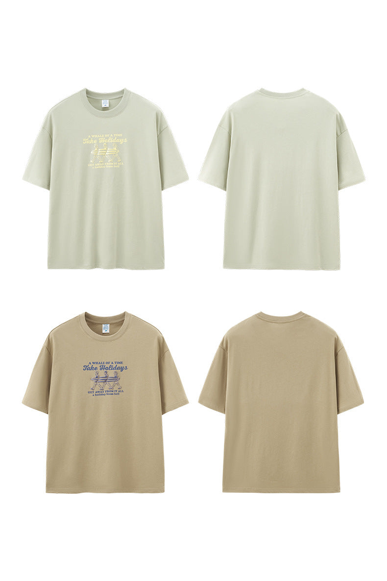 Men Summer Holidays Print American Street Round Neck Short Sleeve Top 4