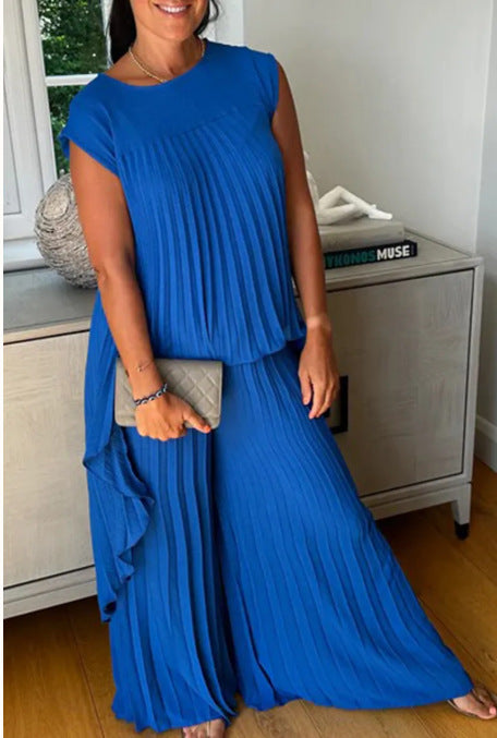 Women Round Neck Solid Raglan Sleeve Top and Pants Two-piece Set 12