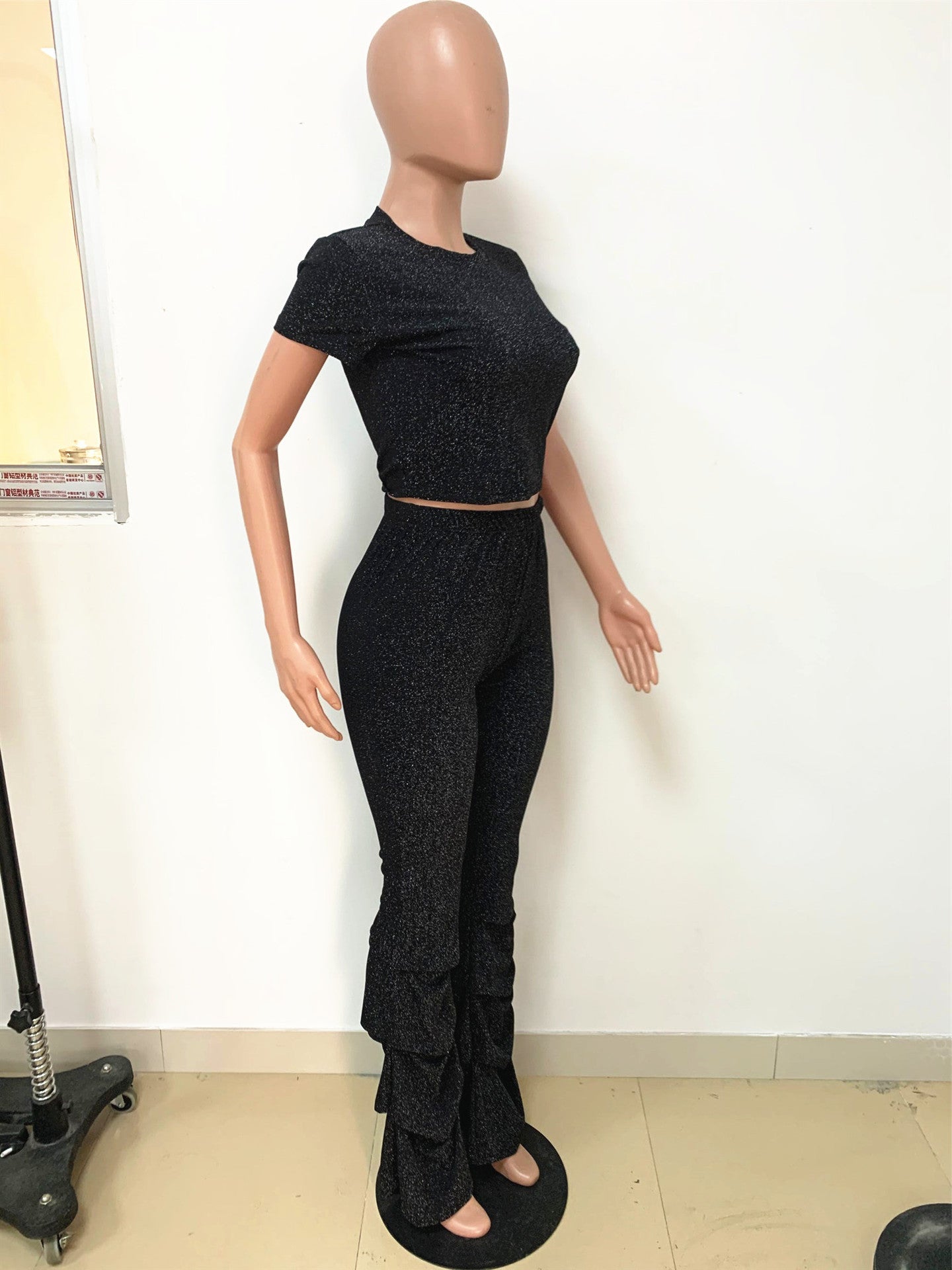 Summer Sporty Ruffle Short-Sleeve Two-Piece Pants Set 7