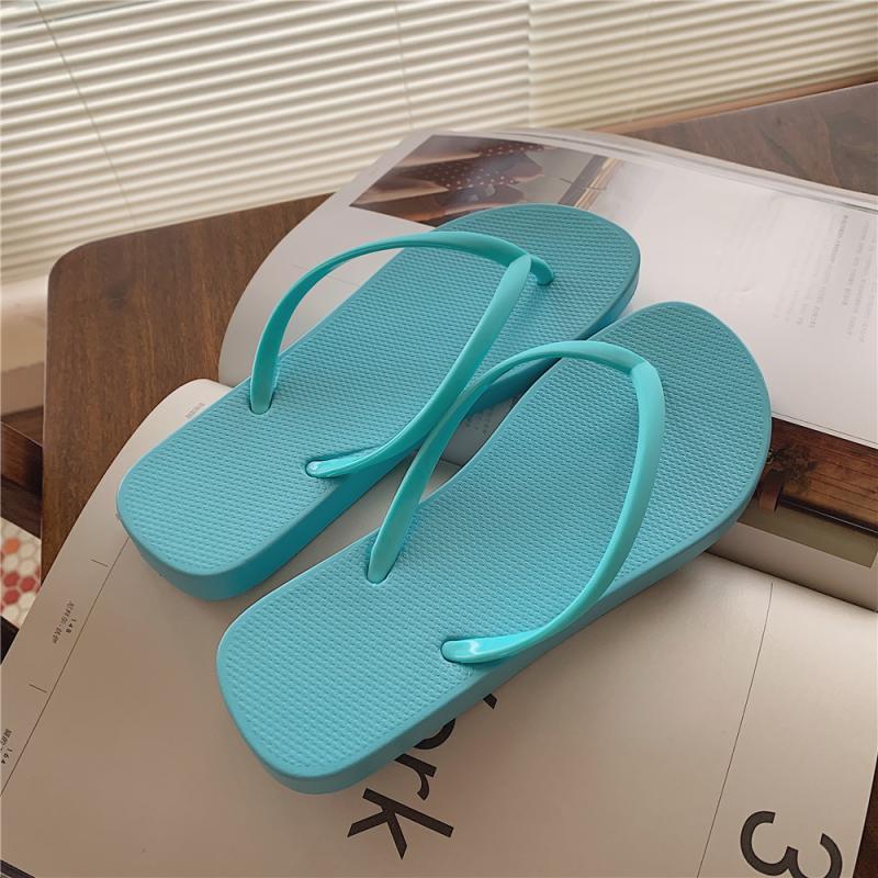 Summer Flat Flip-Flops Female Couple Simple Solid Color Clip-On Beach Slippers Summer 16