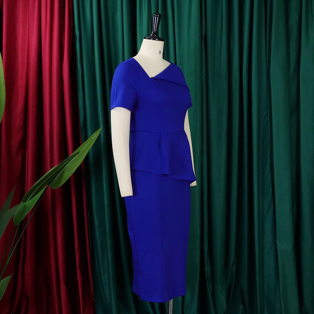 Women's Chic Tonle Fashion Slash Shoulder Dress 14