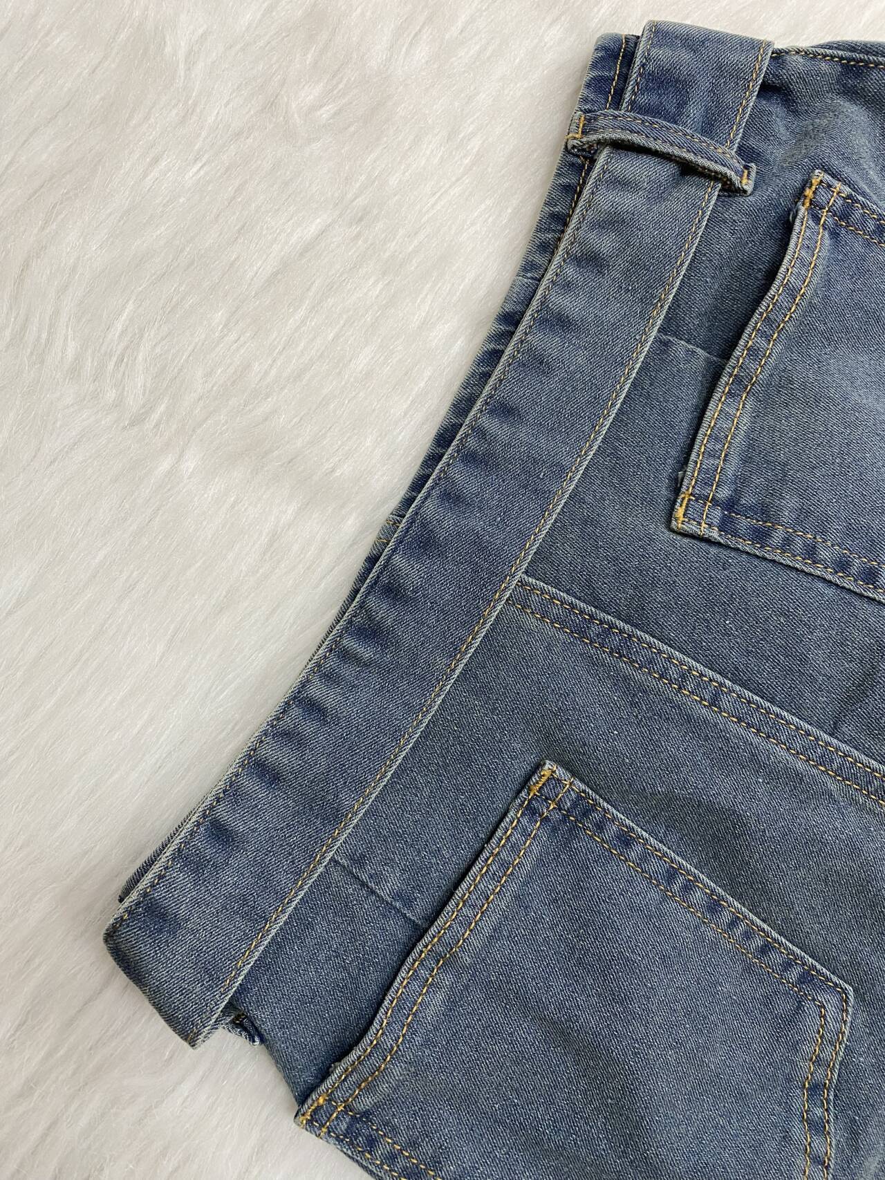 Women summer retro irregular washed denim skirt 6