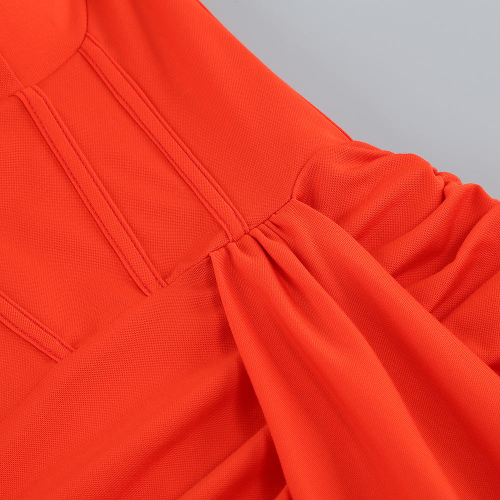 Women Sexy Strapless Backless Skirt Ruffled Slit Dress 18