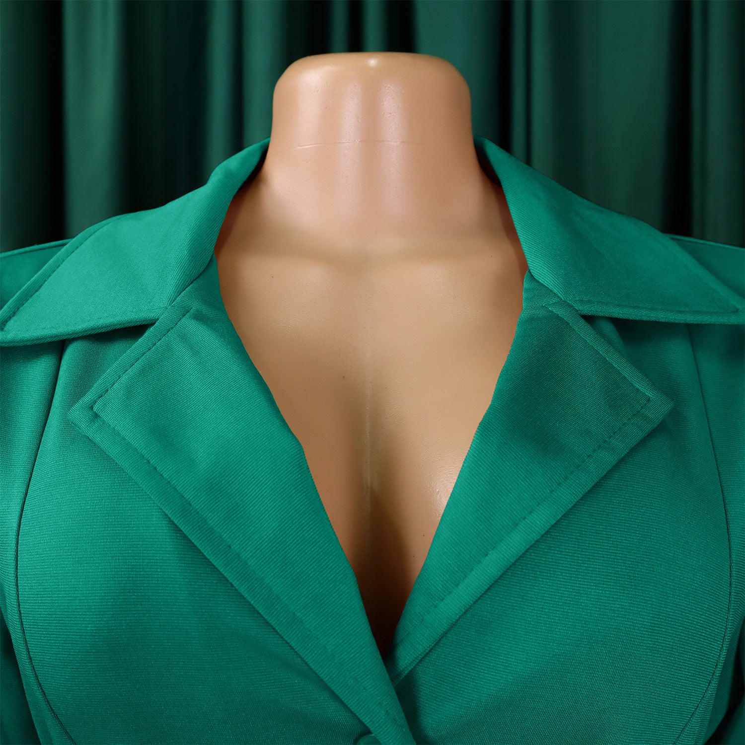 Plus Size Women Summer Short Sleeve Turndown Collar Lace-Up Solid African Dress 16