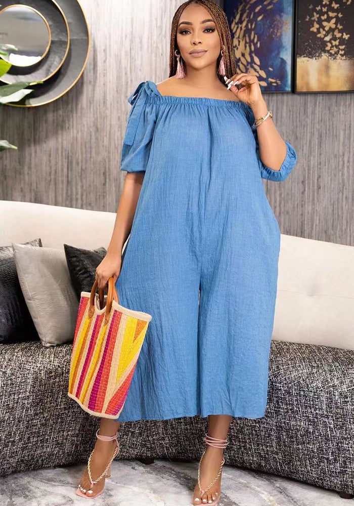 Women'S Loose Off Shoulder Casual Wide Leg Jumpsuit