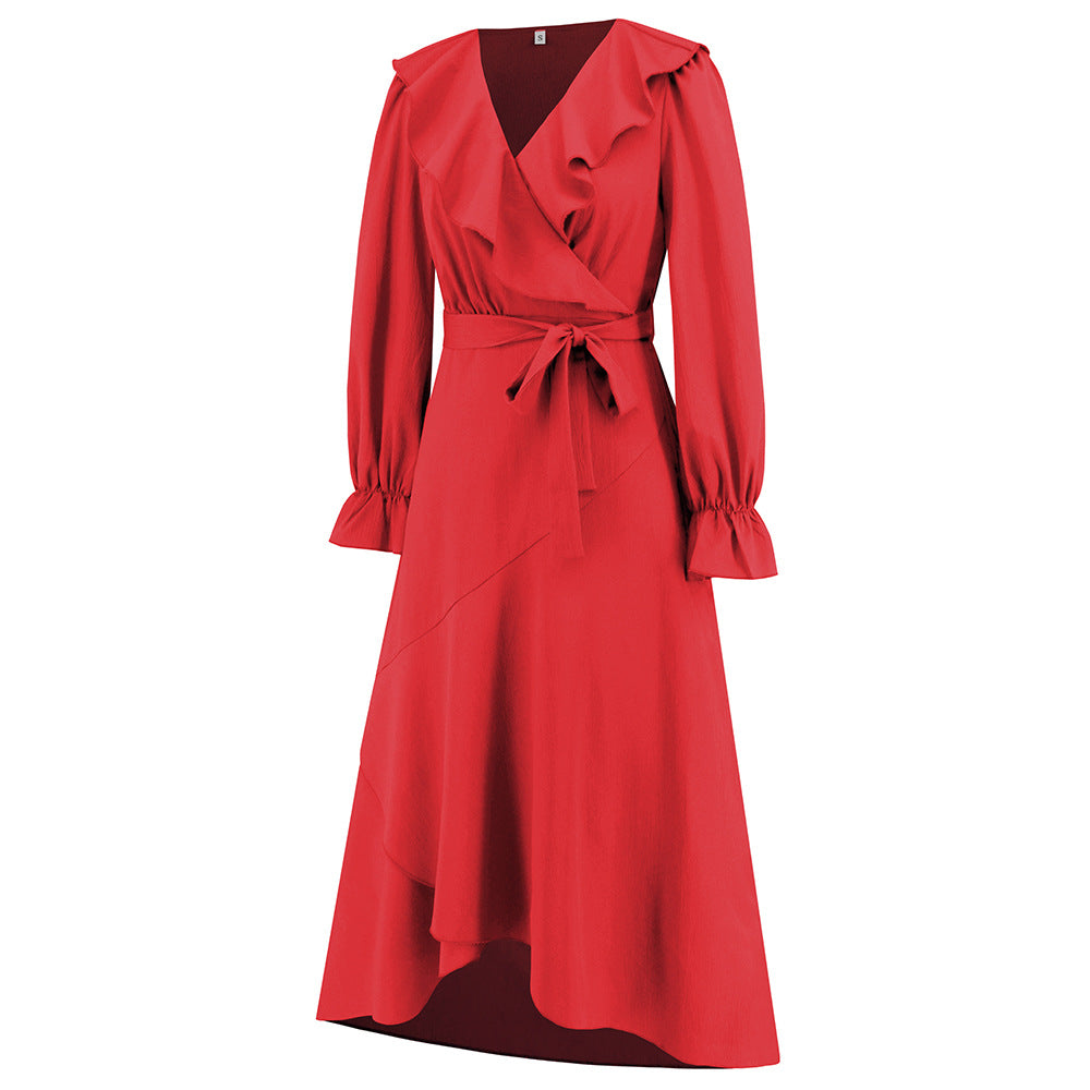 Women ruffled irregular dress 23